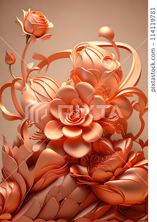 3d abstract flower arrangement roses Background portrait wallpaper 114119781