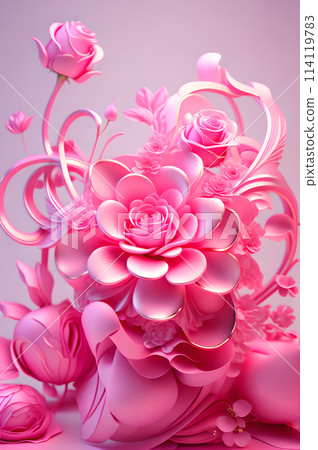 3d abstract flower arrangement roses Background portrait wallpaper 114119783