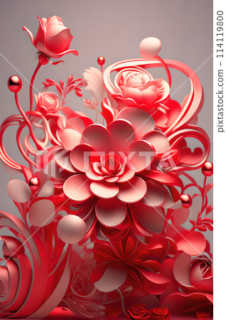 3d abstract flower arrangement roses Background portrait wallpaper 114119800