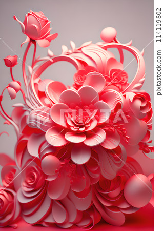 3d abstract flower arrangement roses Background portrait wallpaper 114119802