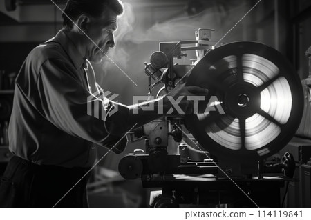 projectionist at work in the room projectionist 114119841