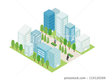 Office district isometric illustration 114120389