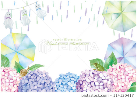 水彩手繪七彩繡球插畫背景素材 114120417