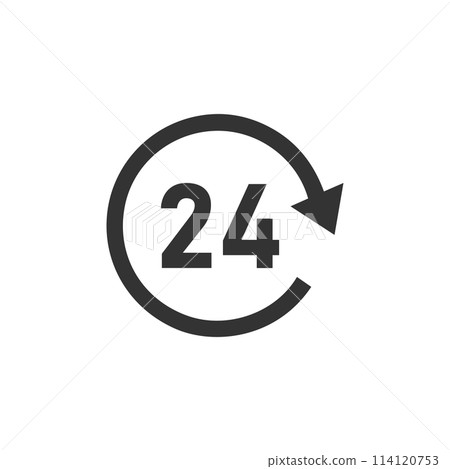 24 hours available icon flat 24 hours available icon flat 114120753