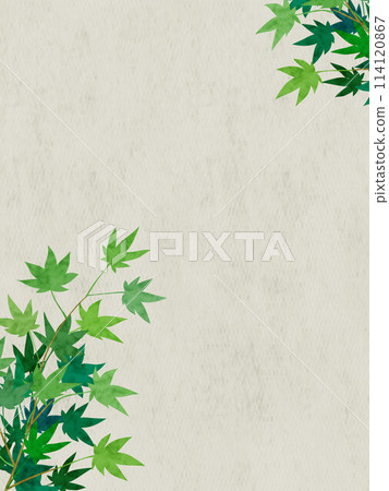 Japanese paper and maple leaves watercolor style illustration background frame Japanese paper and maple leaves watercolor style illustration background frame 114120867