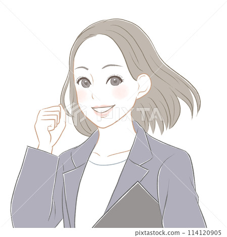 擺在與微笑的衣服的婦女膽量 114120905