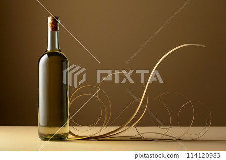 Bottle of white wine. 114120983