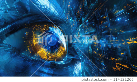 Security access technology.Digital Eye Recognition System. Technology concept. Security access technology.Digital Eye Recognition System. Technology concept. 114121205