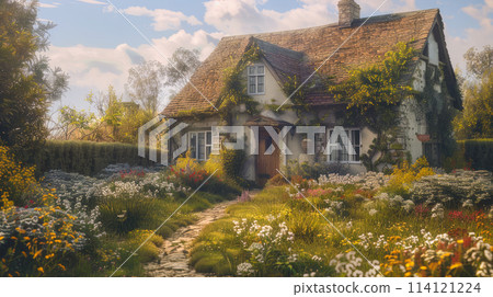 A charming cottage at the perennial garden. A charming cottage at the perennial garden. 114121224