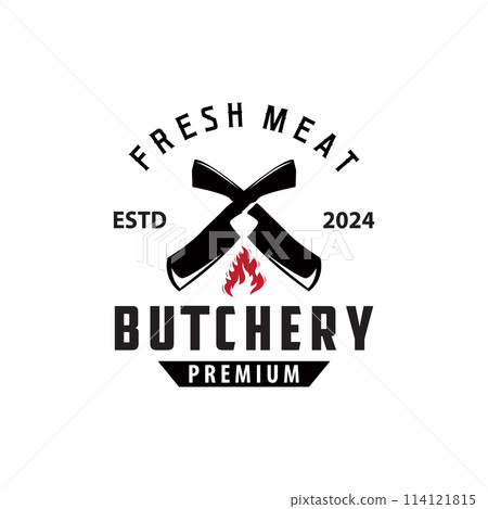 chef knife logo illustration old vintage design for butcher knife brand for restaurant brand and simple butcher knife market 114121815