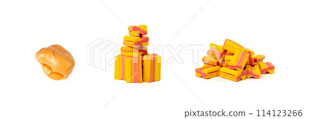 Chewing Gum Isolated, Fruit Bubble Gum Set, Pink Bubblegum on White Background 114123266