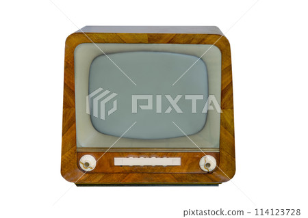 Vintage TV receiver isolated on white background Vintage TV receiver isolated on white background 114123728
