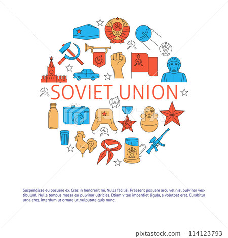 Soviet Union round concept banner Soviet Union round concept banner 114123793