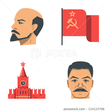 USSR symbols flat icon set USSR symbols flat icon set 114123796