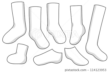 Loose fitting simple white socks set, solid color 114123953