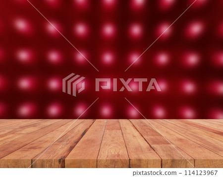 perspective wooden board over blurred red electric light perspective wooden board over blurred red electric light 114123967