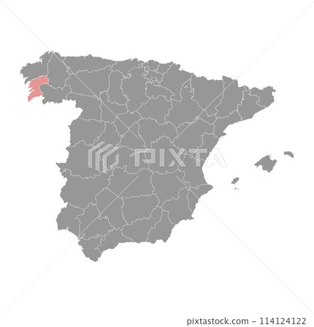 Map of the Province of Pontevedra, administrative division of Spain. Vector illustration. 114124122