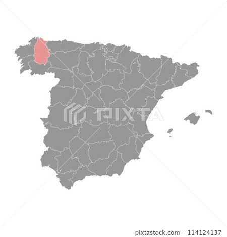 Map of the Province of a Lugo, administrative division of Spain. Vector illustration. Map of the Province of a Lugo, administrative division of Spain. Vector illustration. 114124137