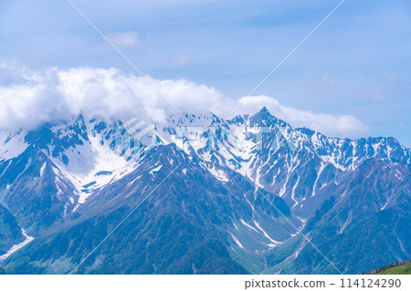 [登山素材]初夏的長嶽山頂風景[長野縣] 114124290
