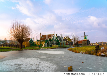 Dutch city early one morning 114124414