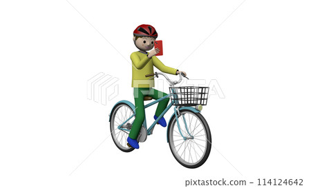 Illustration of dangerous bicycle driving by elementary school students / Driving while using a smartphone [transparent] 114124642