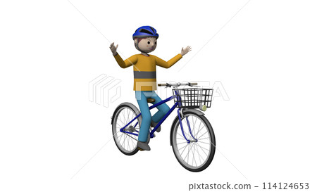 Illustration of dangerous bicycle driving by elementary school students / hands-free driving [transparent] 114124653