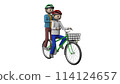 Illustration of dangerous bicycle driving by elementary school students / riding with someone on the same bike [transparent] 114124657