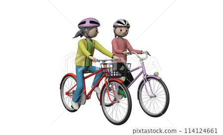 Illustration of dangerous bicycle driving by elementary school students / parallel [transparent] 114124661