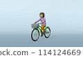 Illustration of dangerous bicycle driving by elementary school students / headphones [with background gradation] 114124669