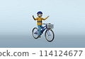 Illustration of dangerous bicycle driving by elementary school students / hands-free driving [background gradation available] 114124677