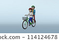 Illustration of dangerous bicycle driving by elementary school students / riding with someone else [with background gradation] 114124678
