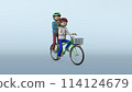 Illustration of dangerous bicycle driving by elementary school students / riding with someone else [with background gradation] 114124679