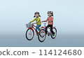 Illustration of dangerous bicycle driving by elementary school students / parallel [with background gradation] 114124680