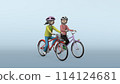 Illustration of dangerous bicycle driving by elementary school students / parallel [with background gradation] 114124681