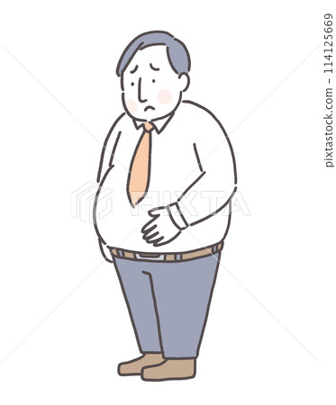 Illustration of a man suffering from metabolic syndrome 114125669