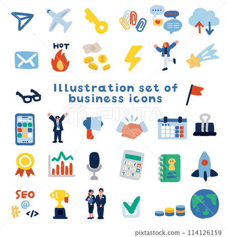 商務人士和商業圖示的插圖集 商務人士和商業圖示的插圖集 114126159