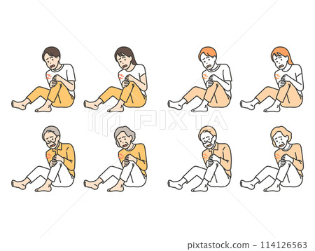 Illustration of people with knee pain 114126563