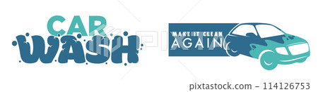 Car Wash Service Logo Set Car Wash Service Logo Set 114126753