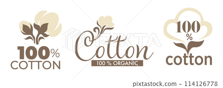 Organic Cotton Logos Collection vector Organic Cotton Logos Collection vector 114126778