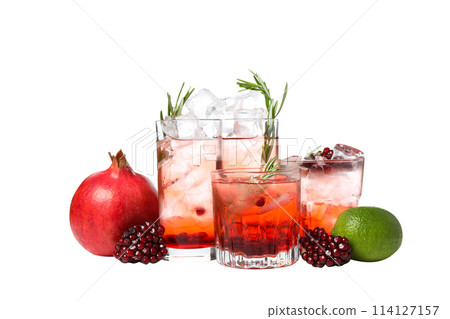 PNG,Cocktail with pomegranate and lime in a glass, isolated on white background PNG,Cocktail with pomegranate and lime in a glass, isolated on white background 114127157