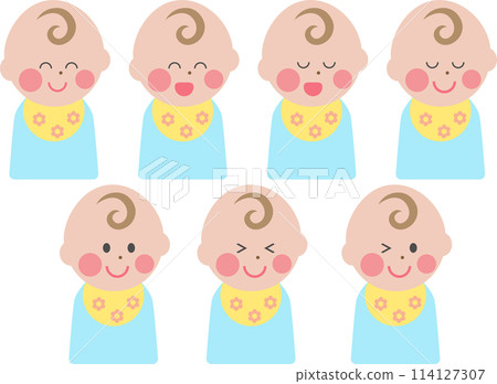 笑的嬰兒套裝插畫素材 114127307