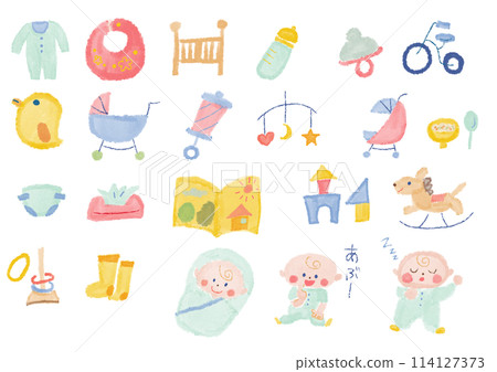 嬰兒用品及嬰兒插畫素材集_多彩 嬰兒用品及嬰兒插畫素材集_多彩 114127373
