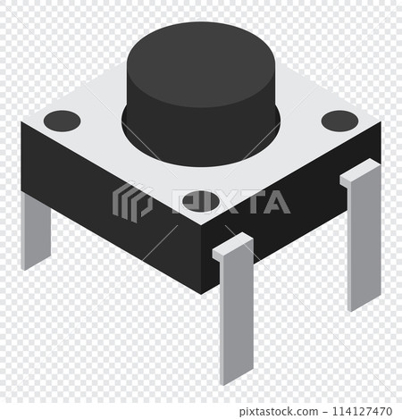 Push button electronic component. Push button icon. Isometric push button. Isometric electronic component. Vector illustration 114127470