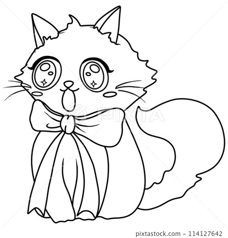 Pink cute cat doodle style 114127642