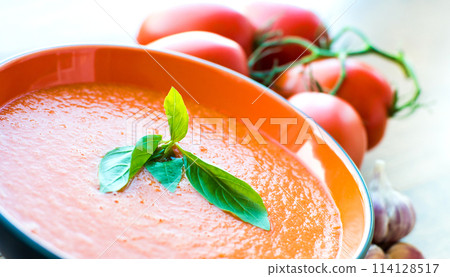 Bowl of tomato soup gaspacho Bowl of tomato soup gaspacho 114128517