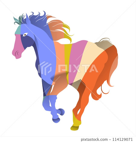 Colorful horse isolated on a white background. Vector illustration for your design 114129071