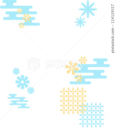 Floral photo frame, pop frame material_light blue 114129317