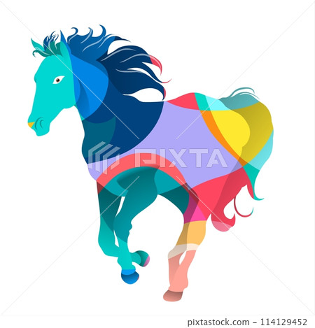 Colorful horse on a white background. Vector illustration for your design Colorful horse on a white background. Vector illustration for your design 114129452