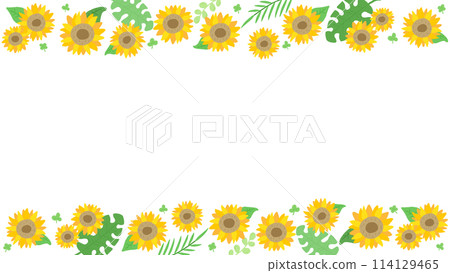 Summer, sunflowers bright background frame, cute hand drawn illustration Summer, sunflowers bright background frame, cute hand drawn illustration 114129465