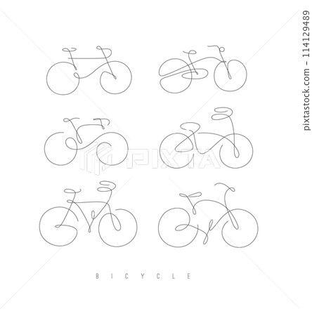 Bike icon linear style white Bike icon linear style white 114129489